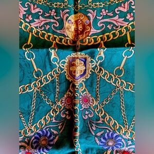 Celine Chain and Floral Pattern Scarf